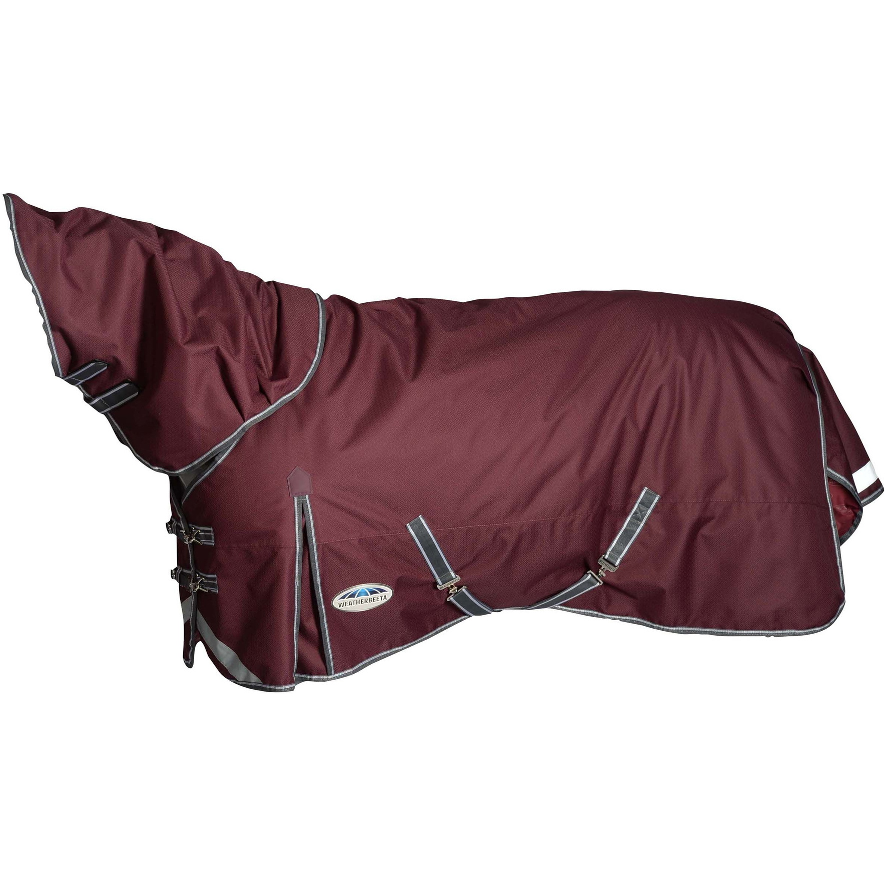 2024 Weatherbeeta Comfitec Plus Dynamic II Detach-A-Neck Heavy Turnout Rug 1006926 - Maroon / Grey / White